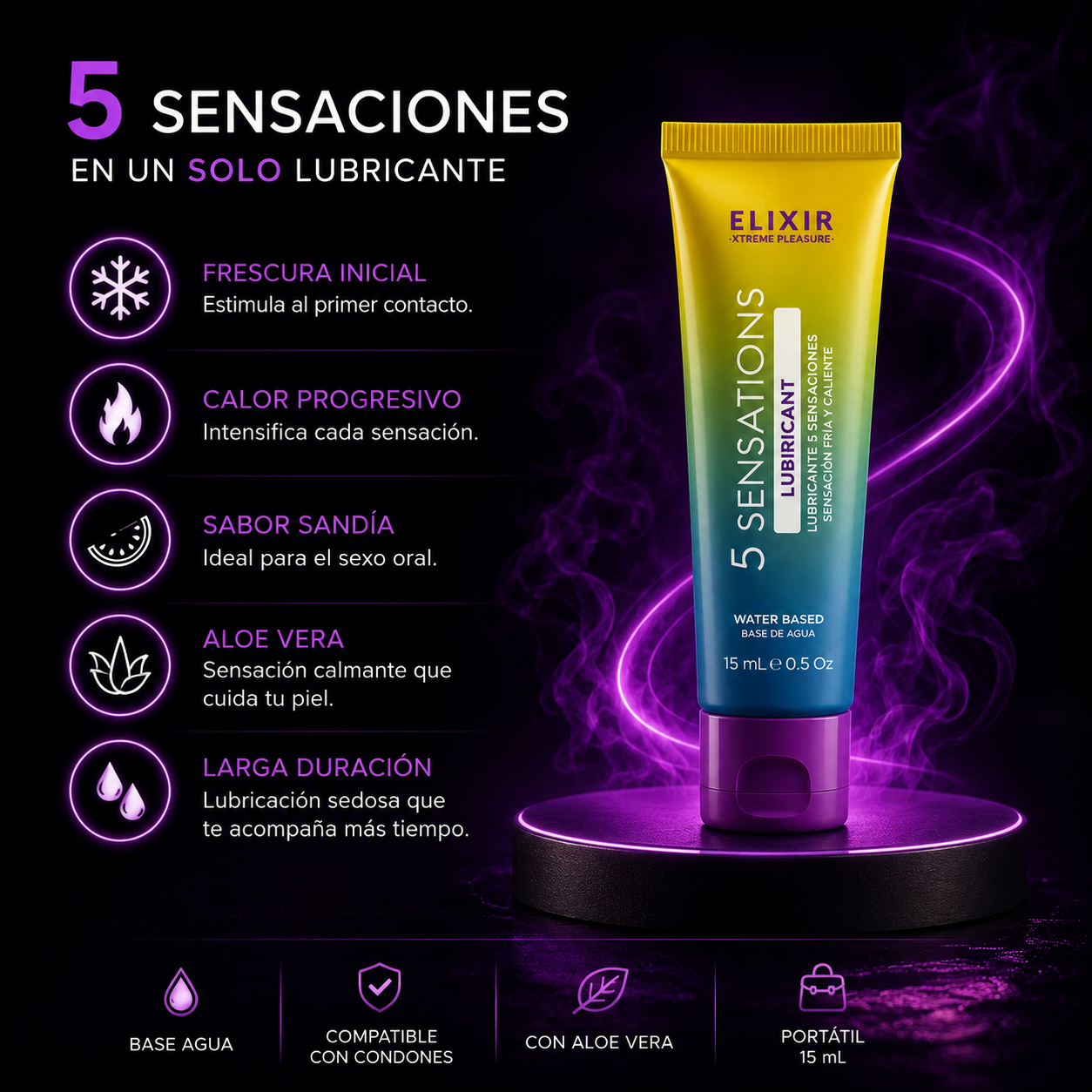 Elixir 5 Sensaciones | Lubricante Base Agua