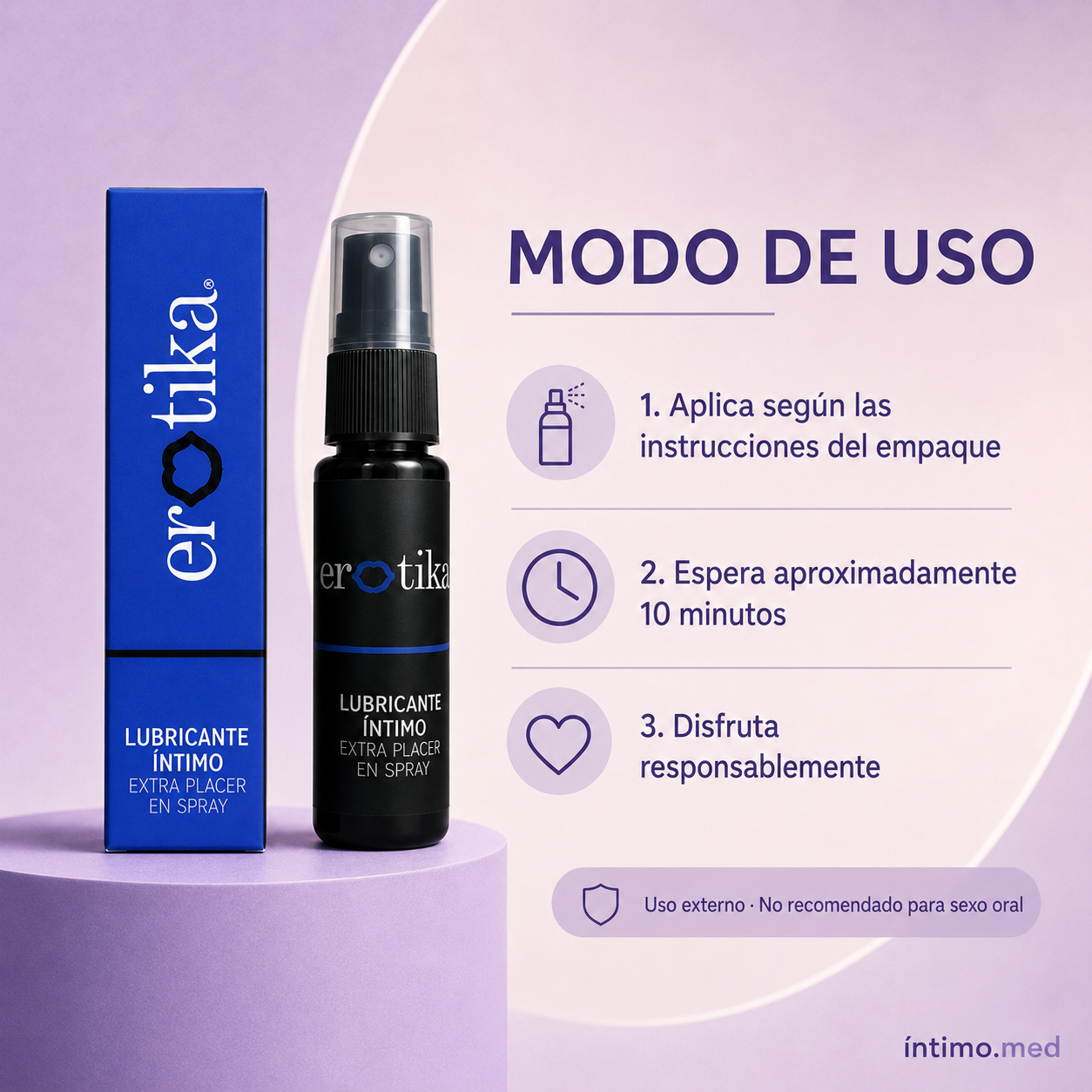 Retardante Íntimo Extra Placer Erotika 30 ml | Spray Base Agua